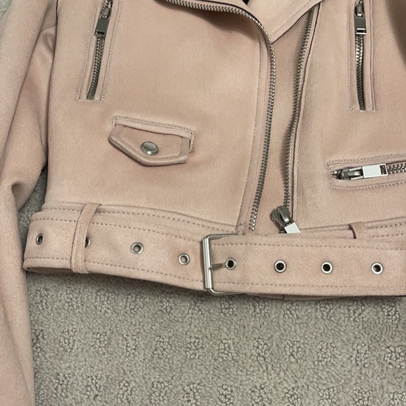 Light Pink Biker Style Jacket with Silver Hardware - Picture 9 of 10